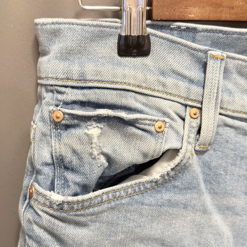 MOTHER Superior High Waisted Hiker Hover Jeans Undone Hem On my Knees Sz 32 - Picture 2 of 16